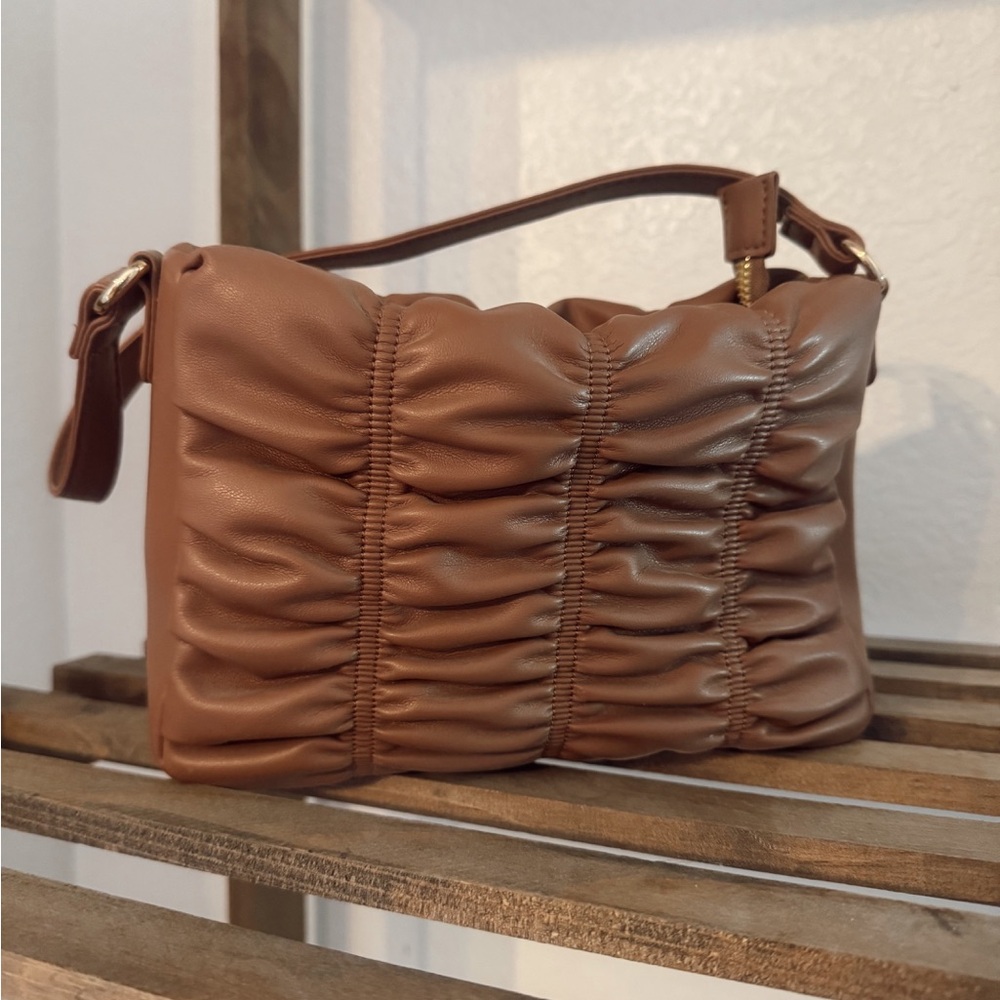 Elegant Brown Ruched Women's Bag